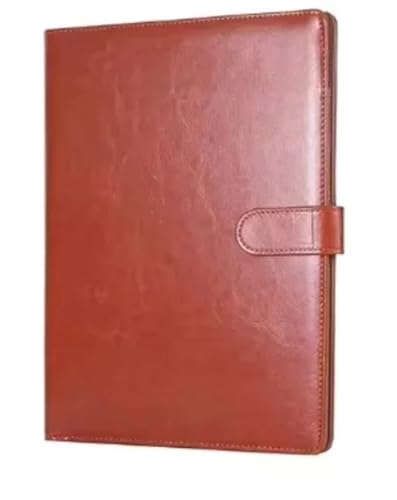 Schreibmappe Ringbuch Multifunktionale A4-Konferenzmappe, Geschäftsbriefpapiermappe, Vertragsaktenmappen aus Leder, Organizer mit Reißverschluss und Kartenhalter Aktenmappe(Brown) von QAUUCP