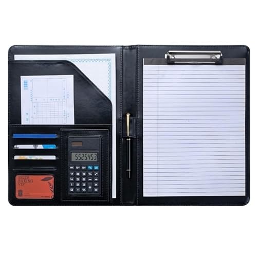 Schreibmappe Ringbuch Multifunktionale A4-Konferenzmappe, Geschäftsbriefpapiermappe, Vertragsaktenmappen aus Leder, Organizer mit Reißverschluss und Kartenhalter Aktenmappe(Red) von QAUUCP