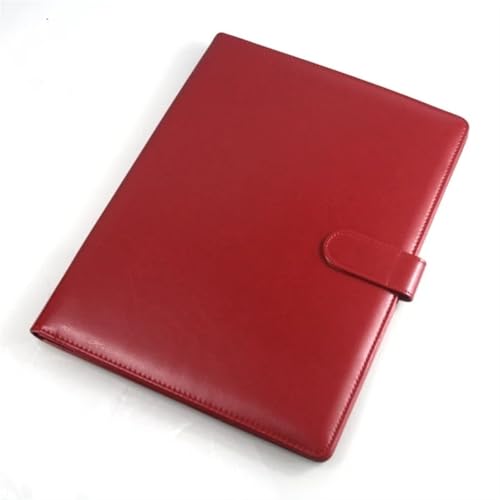 Schreibmappe Ringbuch Multifunktionale A4-Konferenzmappe, Geschäftsbriefpapiermappe, Vertragsaktenmappen aus Leder, Organizer mit Reißverschluss und Kartenhalter Aktenmappe(Red) von QAUUCP