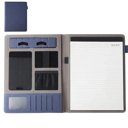 Schreibmappe Ringbuch Ordner Business-Konferenz 1pc Leder Karte Ordner Halter Organizer Vertrag Reißverschluss Datei Multifunktionale Schreibwaren Aktenmappe(Blue) von QAUUCP