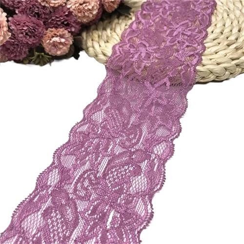 Spitzenband 1~10 Yard Breite 8cm elastische Spitze Nähband Stretch-Spitzenbesatz Stoff Strickmaterial DIY Bekleidungszubehör für Handwerk Hochzeit(Color2,Elastic Lace 1yard) von QAUUCP