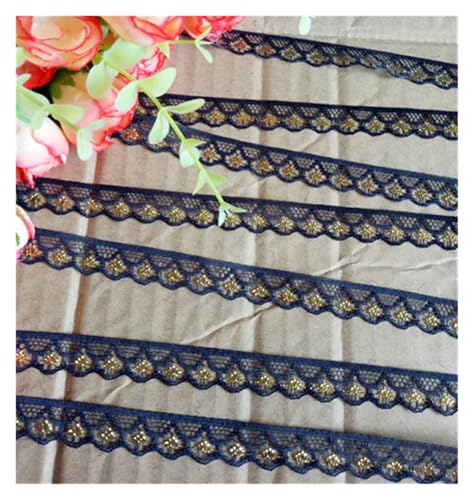 Spitzenband 10 Yards besticktes Netz, weiß, schwarz, Spitzenbesatz, Band, Stoff, Kleidungsstück, Stirnband, Hochzeit, Party, Dekoration, DIY Zubehör für Handwerk Hochzeit(Black width 15mm) von QAUUCP