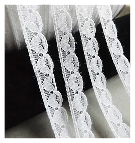 Spitzenband 10 Yards besticktes Netz, weiß, schwarz, Spitzenbesatz, Band, Stoff, Kleidungsstück, Stirnband, Hochzeit, Party, Dekoration, DIY Zubehör für Handwerk Hochzeit(White width 14mm) von QAUUCP