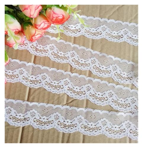 Spitzenband 10 Yards besticktes Netz, weiß, schwarz, Spitzenbesatz, Band, Stoff, Kleidungsstück, Stirnband, Hochzeit, Party, Dekoration, DIY Zubehör für Handwerk Hochzeit(White width 40mm-01) von QAUUCP