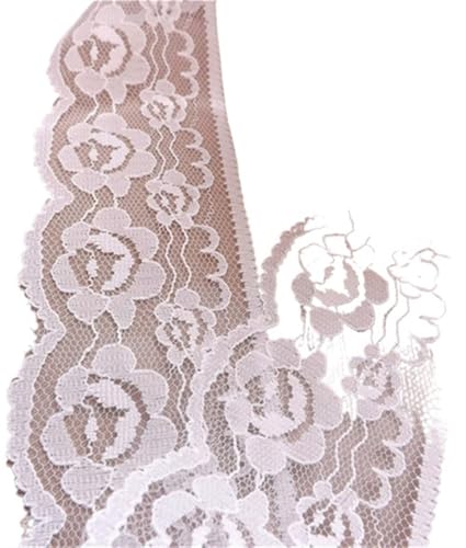 Spitzenband 10 Yards besticktes Netz, weiß, schwarz, Spitzenbesatz, Band, Stoff, Kleidungsstück, Stirnband, Hochzeit, Party, Dekoration, DIY Zubehör für Handwerk Hochzeit(White width 60mm) von QAUUCP