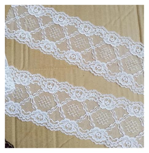 Spitzenband 10 Yards besticktes Netz, weiß, schwarz, Spitzenbesatz, Band, Stoff, Kleidungsstück, Stirnband, Hochzeit, Party, Dekoration, DIY Zubehör für Handwerk Hochzeit(White width 76mm) von QAUUCP