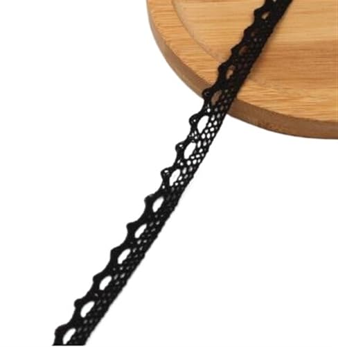 Spitzenband 10M Multi Farbige Baumwolle Spitze Trimmt Band DIY Kleidung Hometextile Rand Verschönerung Handgemachte Baumwolle Stoff Material für Handwerk Hochzeit(Black) von QAUUCP
