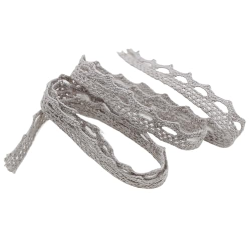 Spitzenband 10M Multi Farbige Baumwolle Spitze Trimmt Band DIY Kleidung Hometextile Rand Verschönerung Handgemachte Baumwolle Stoff Material für Handwerk Hochzeit(Grey) von QAUUCP