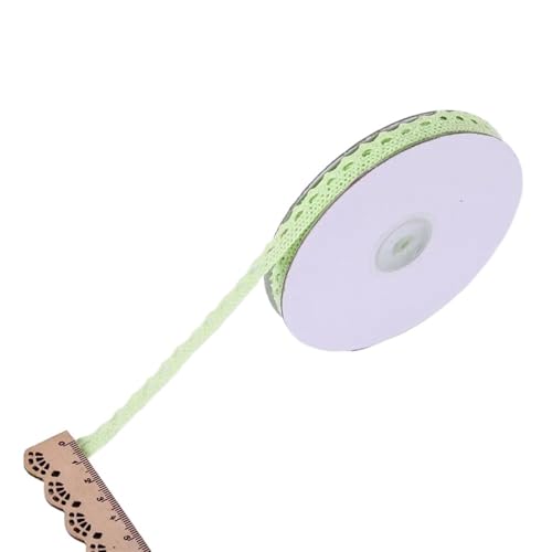Spitzenband 10M Multi Farbige Baumwolle Spitze Trimmt Band DIY Kleidung Hometextile Rand Verschönerung Handgemachte Baumwolle Stoff Material für Handwerk Hochzeit(Light Green) von QAUUCP