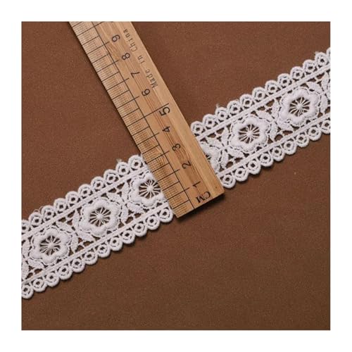 Spitzenband 15 Yards weiße Spitzenbesatz Stickerei Baumwollfaden Blumen Double Lock Spitze for Handwerk Nähzubehör Band für Handwerk Hochzeit(12) von QAUUCP
