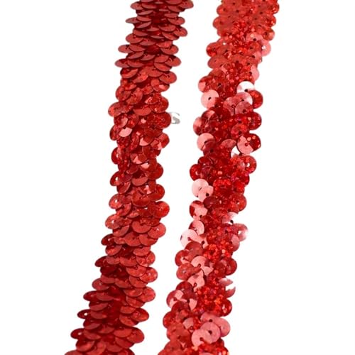 Spitzenband 2/5/10 meter Pailletten Spitze Ribbon Trim Strech Elastische Band Hochzeit Kleid Bekleidungs ​​Dekoration DIY Nähzubehör für Handwerk Hochzeit(Color12,2cm-10Meters) von QAUUCP