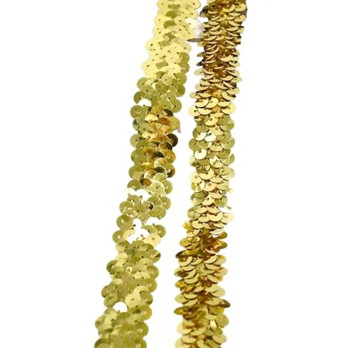 Spitzenband 2/5/10 meter Pailletten Spitze Ribbon Trim Strech Elastische Band Hochzeit Kleid Bekleidungs ​​Dekoration DIY Nähzubehör für Handwerk Hochzeit(Color15,2cm-5Meters) von QAUUCP