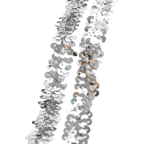 Spitzenband 2/5/10 meter Pailletten Spitze Ribbon Trim Strech Elastische Band Hochzeit Kleid Bekleidungs ​​Dekoration DIY Nähzubehör für Handwerk Hochzeit(Color3,2cm-5Meters) von QAUUCP