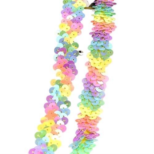 Spitzenband 2/5/10 meter Pailletten Spitze Ribbon Trim Strech Elastische Band Hochzeit Kleid Bekleidungs ​​Dekoration DIY Nähzubehör für Handwerk Hochzeit(Color4,2cm-10Meters) von QAUUCP