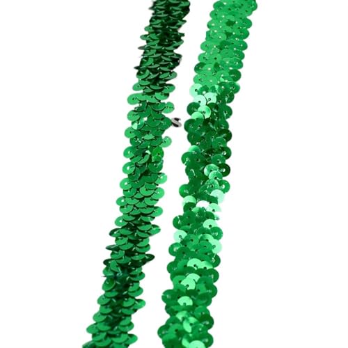 Spitzenband 2/5/10 meter Pailletten Spitze Ribbon Trim Strech Elastische Band Hochzeit Kleid Bekleidungs ​​Dekoration DIY Nähzubehör für Handwerk Hochzeit(Green,2cm-5Meters) von QAUUCP