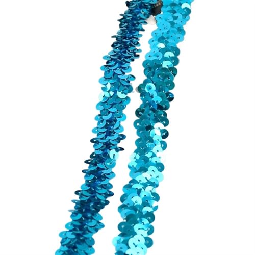 Spitzenband 2/5/10 meter Pailletten Spitze Ribbon Trim Strech Elastische Band Hochzeit Kleid Bekleidungs ​​Dekoration DIY Nähzubehör für Handwerk Hochzeit(Lake Blue,2cm-10Meters) von QAUUCP