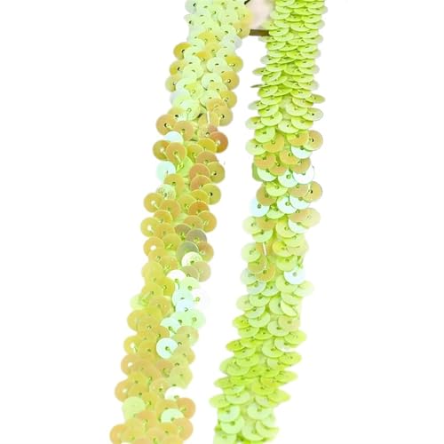 Spitzenband 2/5/10 meter Pailletten Spitze Ribbon Trim Strech Elastische Band Hochzeit Kleid Bekleidungs ​​Dekoration DIY Nähzubehör für Handwerk Hochzeit(Light Green,2cm-10Meters) von QAUUCP