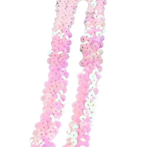 Spitzenband 2/5/10 meter Pailletten Spitze Ribbon Trim Strech Elastische Band Hochzeit Kleid Bekleidungs ​​Dekoration DIY Nähzubehör für Handwerk Hochzeit(Light Pink,2cm-5Meters) von QAUUCP