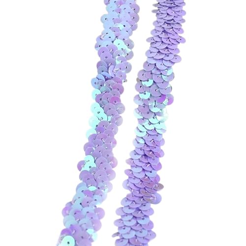 Spitzenband 2/5/10 meter Pailletten Spitze Ribbon Trim Strech Elastische Band Hochzeit Kleid Bekleidungs ​​Dekoration DIY Nähzubehör für Handwerk Hochzeit(Light Purple,2cm-10Meters) von QAUUCP