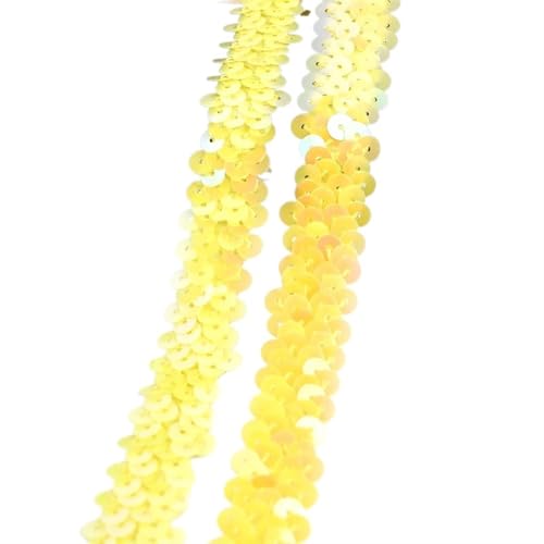 Spitzenband 2/5/10 meter Pailletten Spitze Ribbon Trim Strech Elastische Band Hochzeit Kleid Bekleidungs ​​Dekoration DIY Nähzubehör für Handwerk Hochzeit(Yellow,2cm-10Meters) von QAUUCP