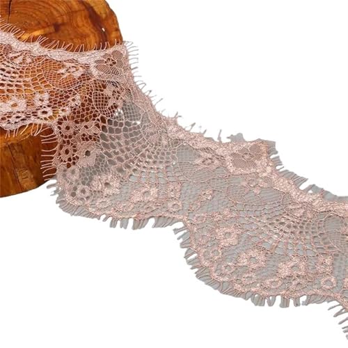 Spitzenband 3 Yards DIY Spitzenstoff 9,5 cm Gurtband besticktes Band for Frauen DIY Stoff Vorhang Home Decor Zubehör für Handwerk Hochzeit(Pink) von QAUUCP