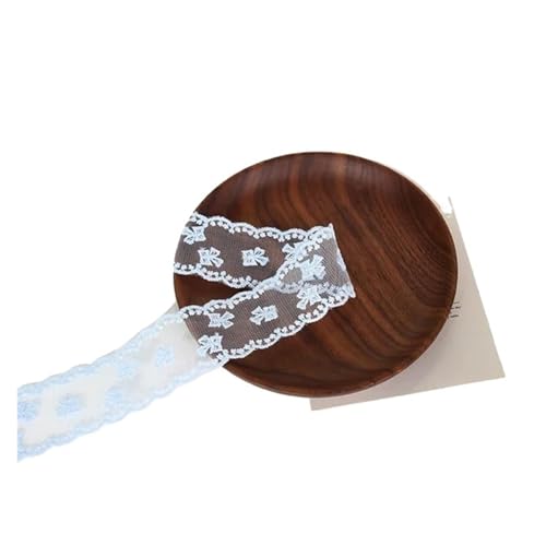 Spitzenband 30 Yards/Lot 38mm Spitzenband Wunderschöne bestickte Organza-Spitzendekoration Kleid Kragen Kopfbedeckung Nähen Besatz für Handwerk Hochzeit(Blue) von QAUUCP
