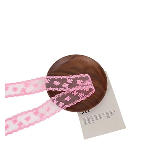 Spitzenband 30 Yards/Lot 38mm Spitzenband Wunderschöne bestickte Organza-Spitzendekoration Kleid Kragen Kopfbedeckung Nähen Besatz für Handwerk Hochzeit(Dark Pink) von QAUUCP