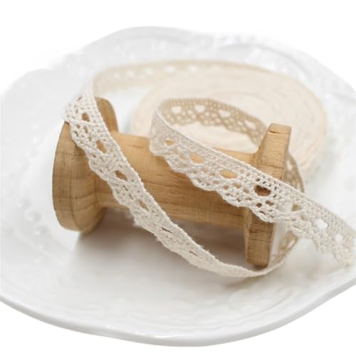 Spitzenband 5/10 Yards Baumwolle bestickt Spitze Band Stoff DIY handgemachte Curtuins Borten Hochzeit Handwerk Kleidung Nähzubehör liefert für Handwerk Hochzeit(Beige,5 YARD_10MM) von QAUUCP