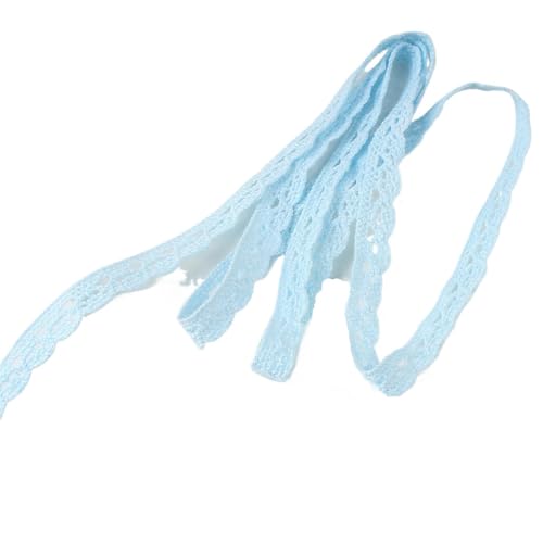 Spitzenband 5/10 Yards Baumwolle bestickt Spitze Band Stoff DIY handgemachte Curtuins Borten Hochzeit Handwerk Kleidung Nähzubehör liefert für Handwerk Hochzeit(Light Blue,5 YARD_10MM) von QAUUCP