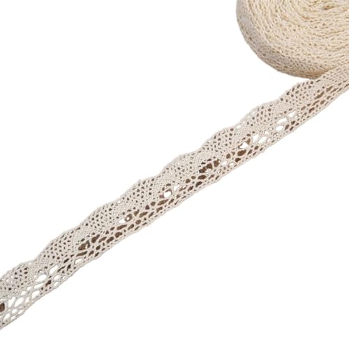 Spitzenband 5 Meter Baumwollspitzenbesatzband Beige Nähbesatz Spitzenband Häkelspitze Stoff DIY Hochzeit Party Basteln Weihnachtsdeko für Handwerk Hochzeit(04A) von QAUUCP