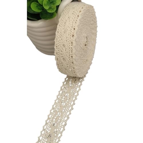 Spitzenband 5 Meter Baumwollspitzenbesatzband Beige Nähbesatz Spitzenband Häkelspitze Stoff DIY Hochzeit Party Basteln Weihnachtsdeko für Handwerk Hochzeit(11A) von QAUUCP