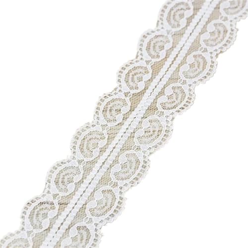 Spitzenband 5 Yards/Rolle Weiß Spitzenband Stoff Gurtband Dekoration Schöne Geschenkverpackung Material für Handwerk Hochzeit(42) von QAUUCP