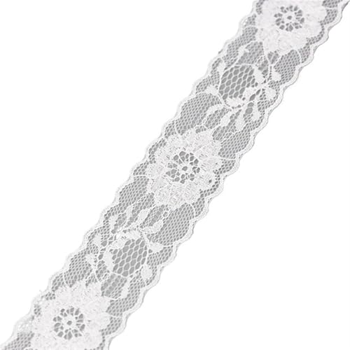 Spitzenband 5 Yards/Rolle Weiß Spitzenband Stoff Gurtband Dekoration Schöne Geschenkverpackung Material für Handwerk Hochzeit(52) von QAUUCP