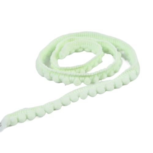 Spitzenband 50 Yards Tiny Ball Fringe Trim Lace Trim Ball Fringe Ribbon for DIY Craft Vorhang Tuch Nähzubehör für Handwerk Hochzeit(21 light green) von QAUUCP