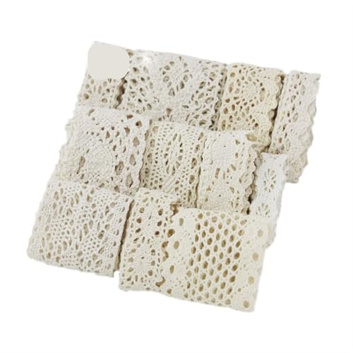 Spitzenband 5Meter Beige Baumwolle Bestickte Spitze Netz Bänder Stoffbesatz DIY Nähen Handarbeit Handwerk Materialien für Handwerk Hochzeit(11) von QAUUCP