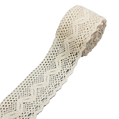 Spitzenband 5Meter Beige Baumwolle Bestickte Spitze Netz Bänder Stoffbesatz DIY Nähen Handarbeit Handwerk Materialien für Handwerk Hochzeit(12) von QAUUCP