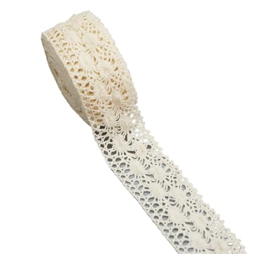 Spitzenband 5Meter Beige Baumwolle Bestickte Spitze Netz Bänder Stoffbesatz DIY Nähen Handarbeit Handwerk Materialien für Handwerk Hochzeit(13) von QAUUCP