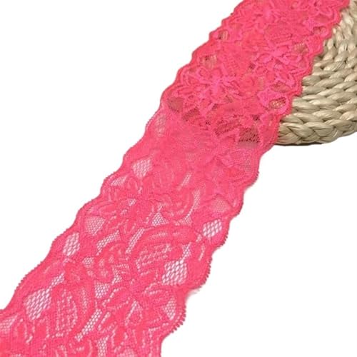 Spitzenband Breite 8 cm, elastisches Spitzen-Nähband, weiß, bestickt, Stretch-Spitzenbesatz, Stoff, Strickmaterial, DIY-Bekleidungszubehör für Handwerk Hochzeit(Red4) von QAUUCP