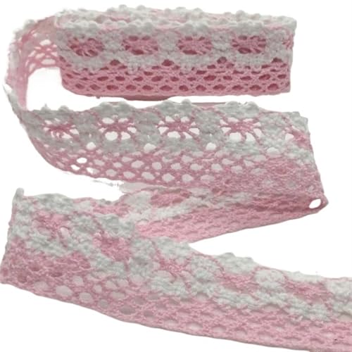 Spitzenband Buntes gehäkeltes Spitzenband aus Baumwolle for handgemachtes DIY-Handwerk, Nähen, Weihnachten, Ostern, Hochzeit, Deko, Blumenwickel für Handwerk Hochzeit(C-042-17 (2.5cm)) von QAUUCP