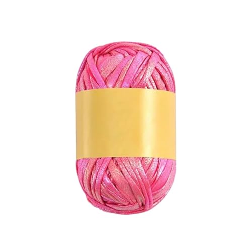 T-Shirt Garn 100 g glänzendes Häkelgarn aus Kunstleder, 43,74 m metallisches T-Shirt-Garn, DIY-Handstricken for Taschen, Decken, Kissen(Color 8) von QAUUCP