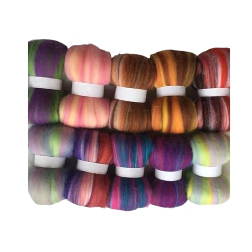 Wolle zum Nadelfilzen Wollfaser Nadelfilzen Wolle for Filz Wolle Roving Hand Spinning DIY Materialien Farben Nadelfilzen Für Anfänger(Total 1000g) von QAUUCP