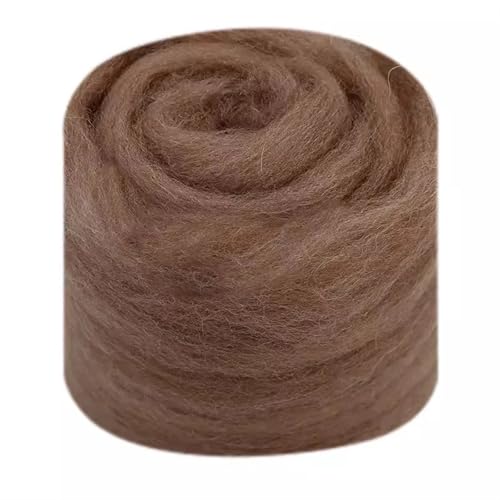Wolle zum Nadelfilzen Wollroving Garn Faser Roving Wolle Reine Wolle Garn Spinnen Braun Wolle Roving for Nadelfilzen Nass DIY Hand Für Anfänger(60,10g) von QAUUCP