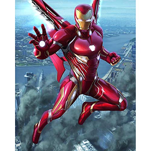5D-Diamant-Malen-nach-Zahlen-Set für Erwachsene, The Avengers Iron Man Full Drill Diamant-Stickerei-Set, Heim-Wanddekoration, 30,5 x 40,6 cm von QAZWSX