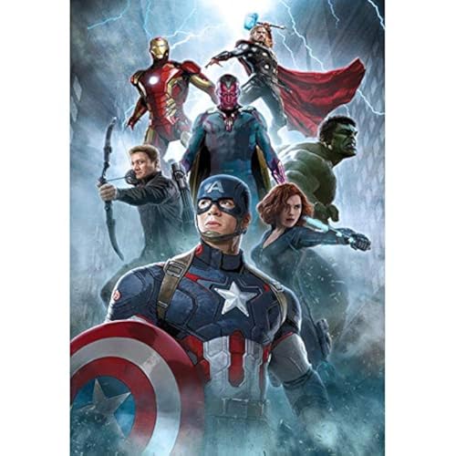 QAZWSX 5D DIY Diamond Painting Set Avengers Crystal Strass Stickerei Kreuzstich Wanddekoration (40x30cm) von QAZWSX