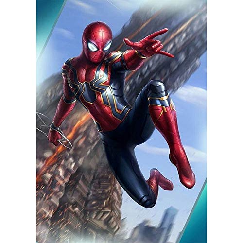 5D-Spiderman-Diamant-Malerei nach Zahlen-Set, Kristall-Strassstein-Stickerei, Gemälde, Kunsthandwerk für Heim-Wanddekoration (Spiderman 30,5 x 40,6 cm) von QAZWSX