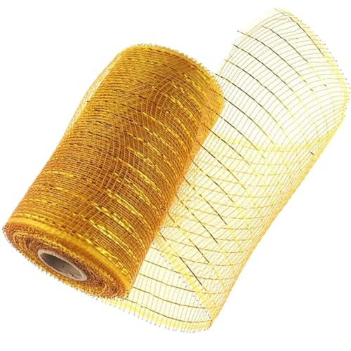 Farbband 2 Stück 10 Yards Bänder Tüllband Netzbänder for Geschenkblumen Verpackungsnetz Handwerk Dekoration Festivalbedarf FüR Die Dekoration(Gold) von QAZWZG