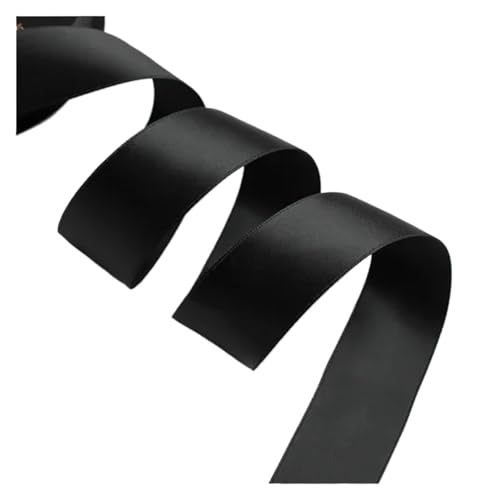 Farbband 2 Stück 25 mm mattes Band, Satinbänder, DIY-Rosen, Bastelbedarf, Nähzubehör, Scrapbooking-Material, 20 Yards/Rolle FüR Die Dekoration(Black) von QAZWZG