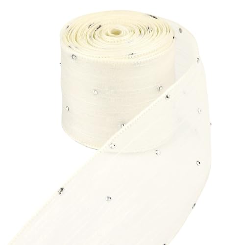 Farbband 2 Stück 4 cm x 5 Meter Faltenband Diamant-Mesh-Band Haarschleife Material Verpackung Dekoration Zubehör FüR Die Dekoration(Beige) von QAZWZG