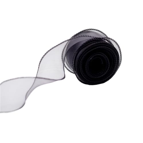 Farbband 3/5 Stück 10 Yards/Rolle Bänder Chiffon Seidenband Organza Satin for Bastelarbeiten Verpackung Dekoration Hochzeitssträuße Kranz Nähzubehör FüR Die Dekoration(Black,4pcs) von QAZWZG
