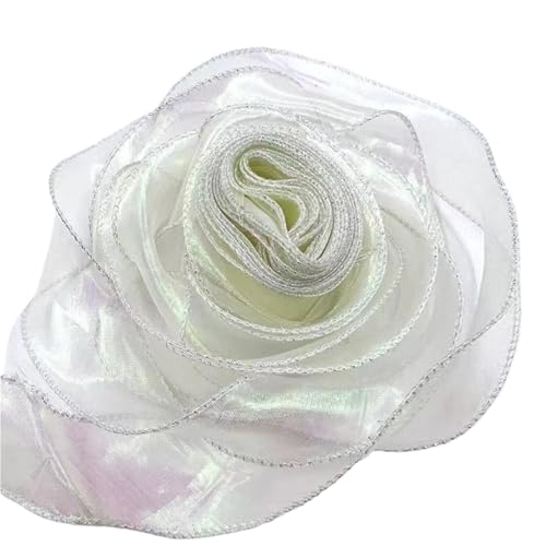 Farbband 3/5 Stück 40 mm 10 Yards Band Reflektierendes schillerndes Band mit gewelltem Rand for Geschenkverpackungen Schleife Blumenstrauß Voilebänder FüR Die Dekoration(Beige,3pcs) von QAZWZG